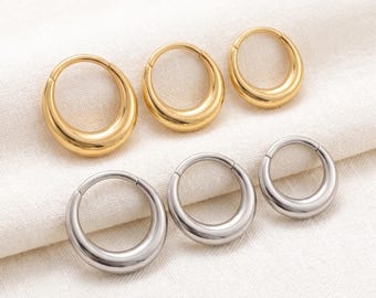 16G Titanium Hoop Earrings, Chunky Huggie Hoop, Clicker Piercing Jewelry, G23 Titanium Hoop Earring