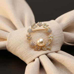 Wreath Flower South Sea Pearl Brooch – Certified Pearl, Pure Rhodium 18K Gold-Plated Frame & Sparkling Cubic Zirconia