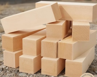 12 Pcs Basswood Carving Blocks Rectangle Unfinished Wood for Whittling, DIY Craft Projects, Smooth Durable Material for Beginner Woodcarvers