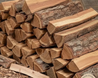 Kiln‑Dried Cherry Hardwood Firewood – 16 Inch Splits 38 Lb Bundle For Cooking, Grilling, Smokers, Pizza Ovens, Campfires, And Fireplace Use