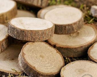 50 Pcs Rustic Wood Slabs And Wood Slices For Table Center Decor With Natural Wood Slab Accents And Rustic Wood Planks Plus Wood Slice Crafts