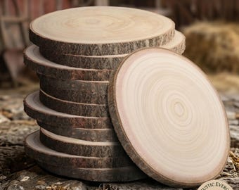 Wood Slices And Rustic Wood Slabs With Table Center Decor Using Natural Paulownia Wood Slab And Rustic Wood Planks Plus Wood Slice Wood Set