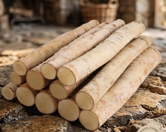 12‑Pcs White Birch Logs – Decorative Fireplace Display, Rustic Woodland Craft Supplies, and Natural Birchwood Accents for Indoor Home Decor