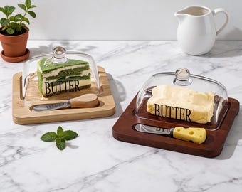 Anpassningsbart smörskålset i glas med namn, lärarpresent till kvinnor, inflyttningspresent, köksinredning, estetisk ostförvaring