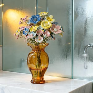 琥珀色のガラスの花瓶 - Etsy 日本