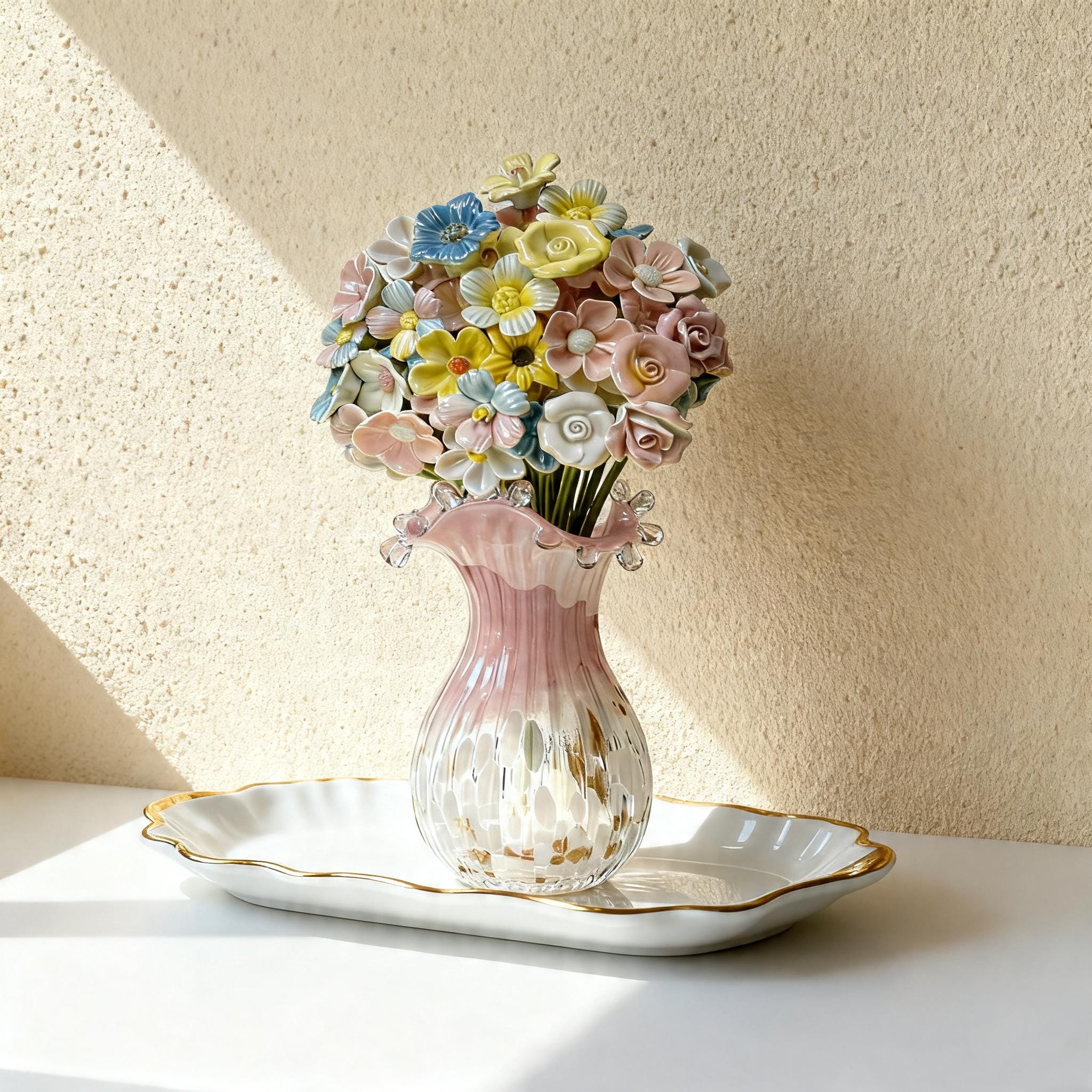 ピンクの陶器の花瓶 - Etsy 日本