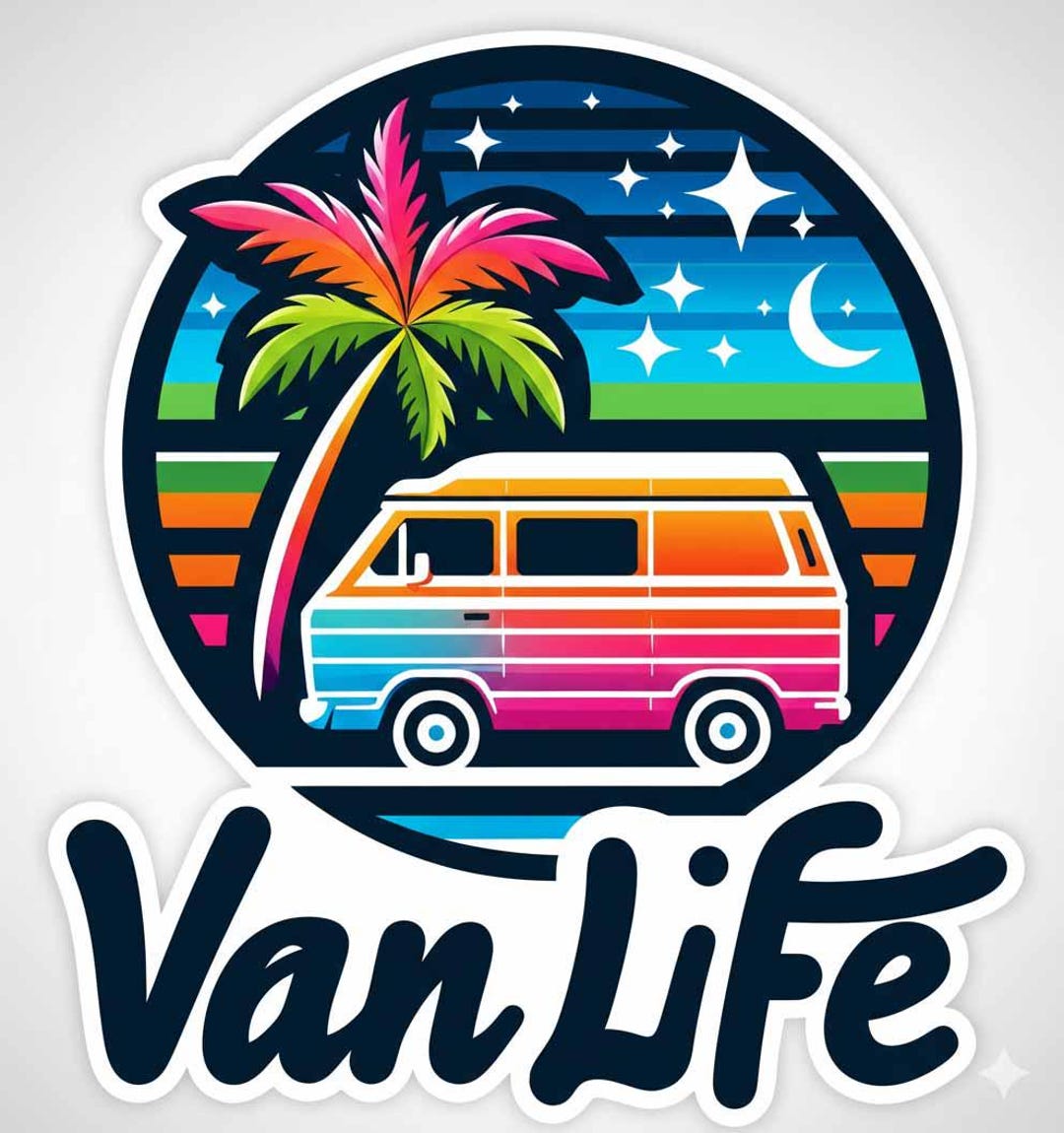 60cm Retro VAN LIFE Stickers - Premium Polymer Decal - Campervan ...