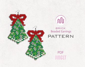 Christmas Tree Beading Earrings, Christmas Tree Beaded Pattern, Confetti Beading,Tree Beading, Christmas earrings, Winter, PDF