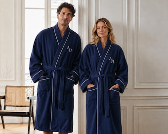Personalized Men's Waffle Robe, Custom Embroidered Cotton Bathrobe, Groom Wedding Gift, Husband Honeymoon Gift, Luxury Hotel Style Robe