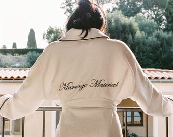 Luxury Personalized Embroidered Robe, Custom Name Bridal Bathrobe, Old Money Style Bride Bridesmaid Gift, Wedding Morning Robe