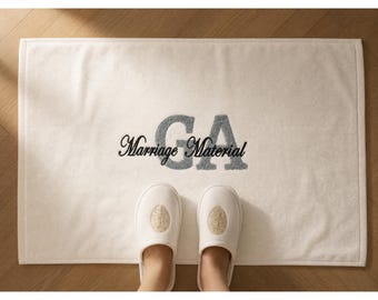Personalized Embroidered Bath Mat, Custom Wedding Bathroom Rug, Tufted Monogram Cotton Bath Rug, Bridal Shower Gift