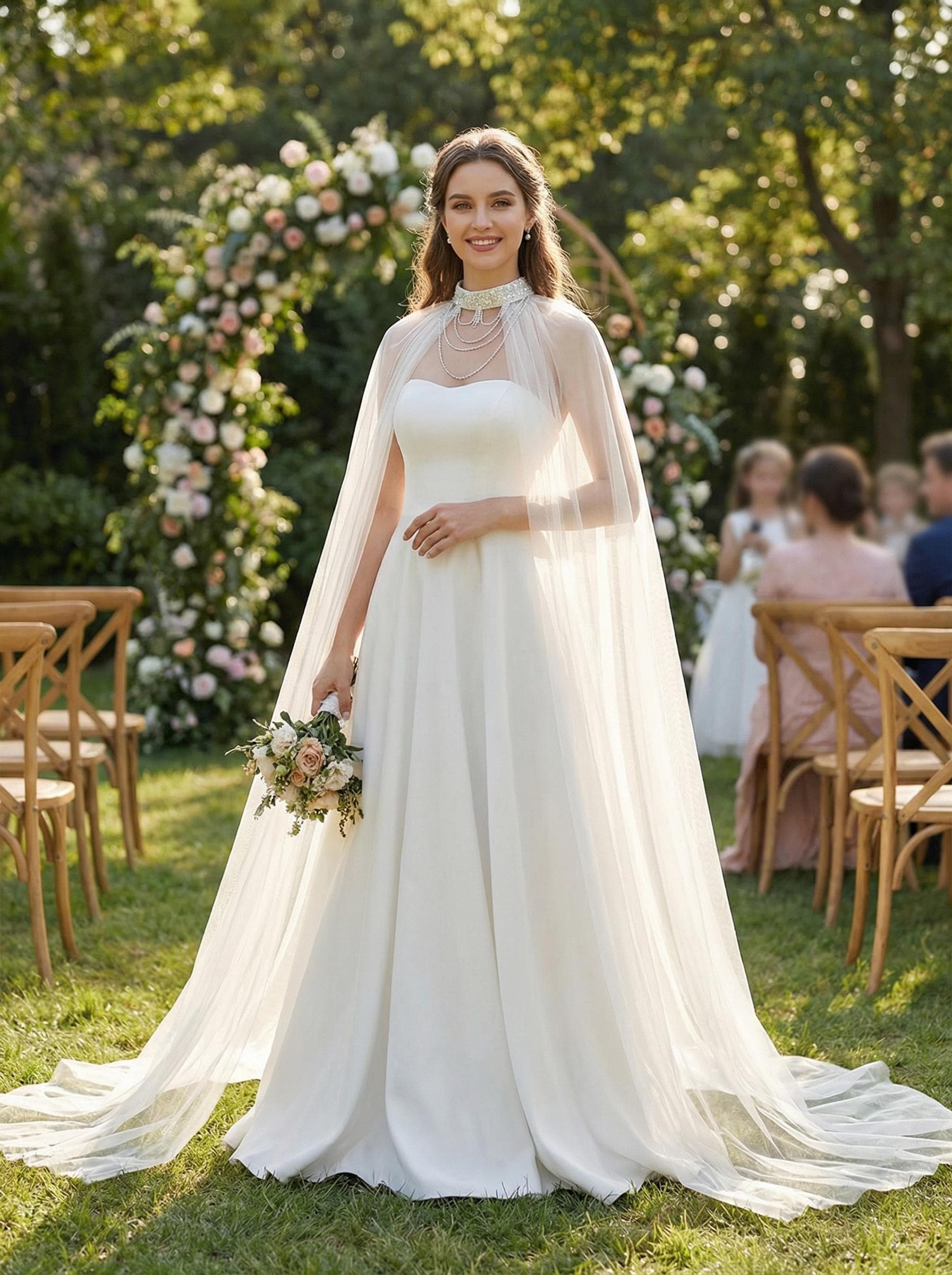 Bolero nero da donna in chiffon, a maniche corte, aperto