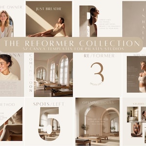 Reformer Pilates Canva Templates | Pilates Studio Instagram Kit | Minimal Neutral Branding Set