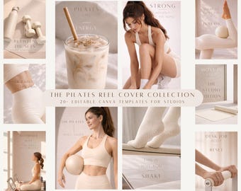 Cream Reformer Pilates Instagram Reel Covers • Canva Templates • Neutral Beige Social Media Templates • Studio Marketing Kit