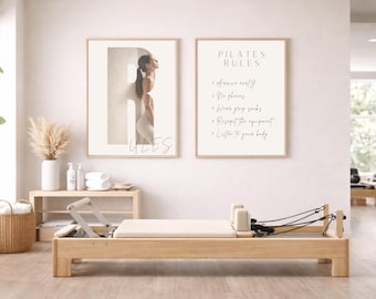 Pilates Studio Wall Art • Minimalist Pilates Rules Poster • Reformer Studio Decor • Neutral Aesthetic Fitness Prints • Wellness Interior Art