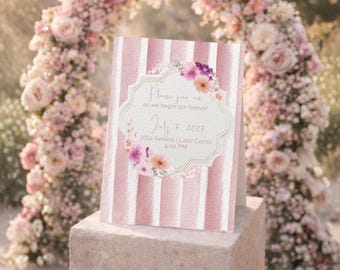 Blush Floral Wedding Invitation Template • Elegant Printable Wedding Suite • Editable Canva Invite • Romantic Luxury Wedding Set
