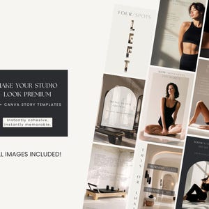 Reformer Pilates Studio Canva Story Bundle • Aesthetic Instagram Story Templates • Reformer Pilates Content Kit • Ready-to-Post Stories