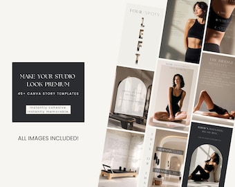 Reformer Pilates Studio Canva Story Bundle • Aesthetic Instagram Story Templates • Reformer Pilates Content Kit • Ready-to-Post Stories