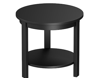 Solid Wood Oak Round End Table with Storage Shelf, 22"W x 20"H, Mid-Century Modern