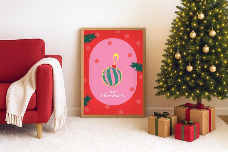 Christmas Print Set of 3 | Printable Holiday Wall Art image 2