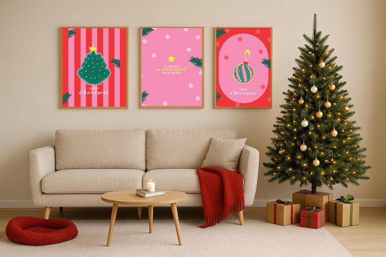 Christmas Print Set of 3 | Printable Holiday Wall Art image 4