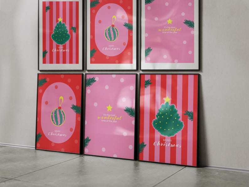 Christmas Print Set of 3 | Printable Holiday Wall Art image 1