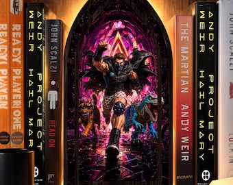 Kącik Książkowy Dungeon Crawler Carl, dekoracja Carl Donut i Mongo, wkładka do książki Księżniczka Donut, dekoracja Kącika Książkowego, prezent dla miłośnika książek, dekoracja półki