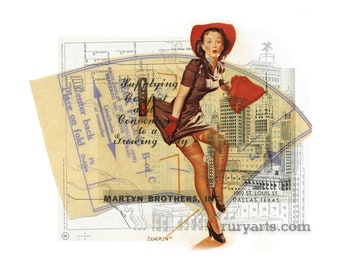 Dallas 1952: High Rise Gal - Giclée Print from Digital Collage