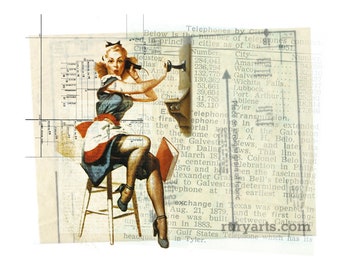 Dallas 1952: Phone Gal - Giclée Print from Digital Collage