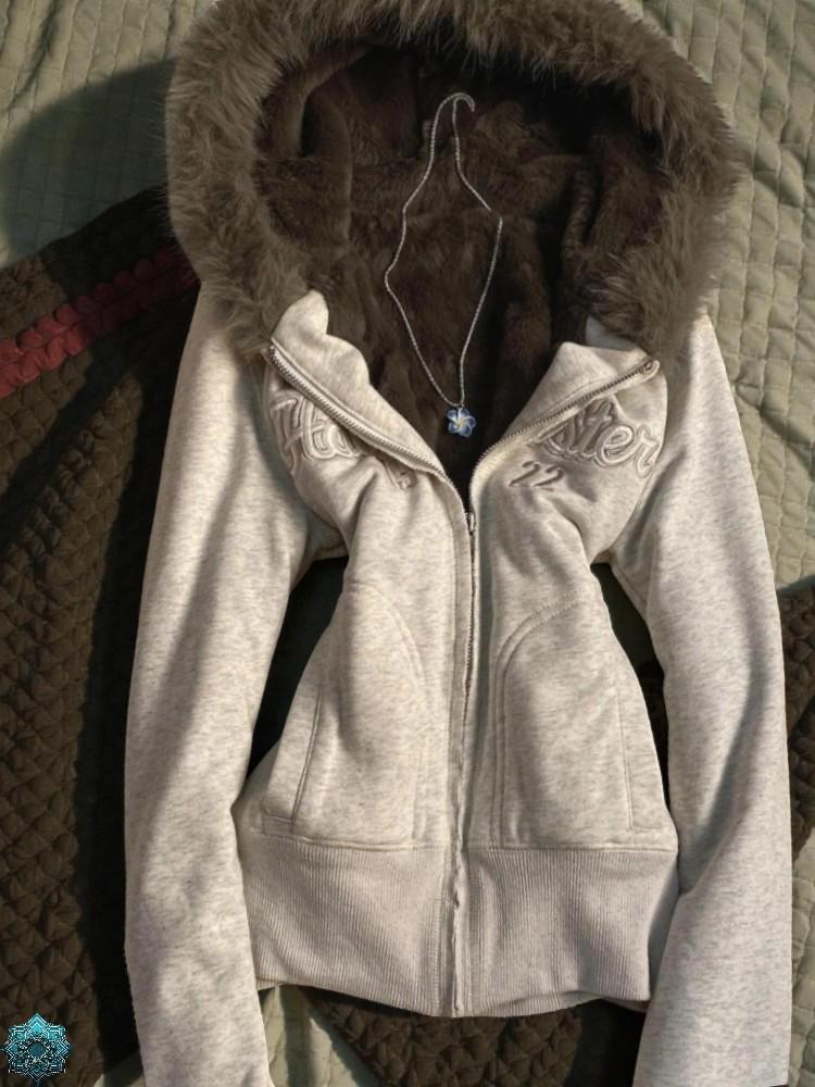 Y2K Faux Fur Hoodie – Streetwear Zip Jacket - Etsy