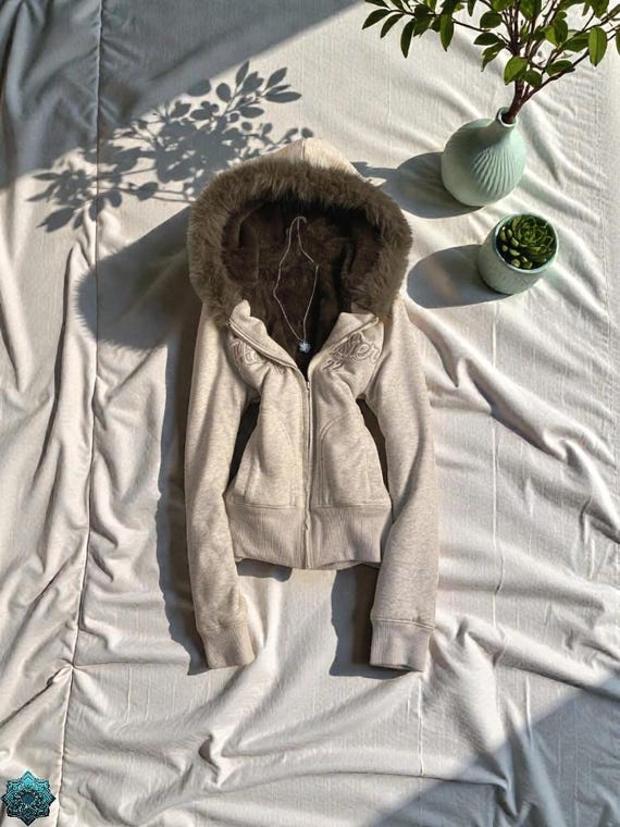 Y2K Faux Fur Hoodie – Streetwear Zip Jacket - Etsy Israel