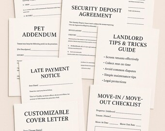 All-in-One Rental Lease Agreement Bundle Editable Digital Forms for Landlords & Tenants