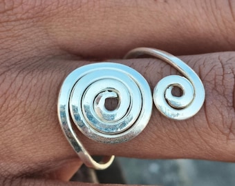 Handmade Sterling Silver Spiral Ring | Adjustable Boho Jewelry