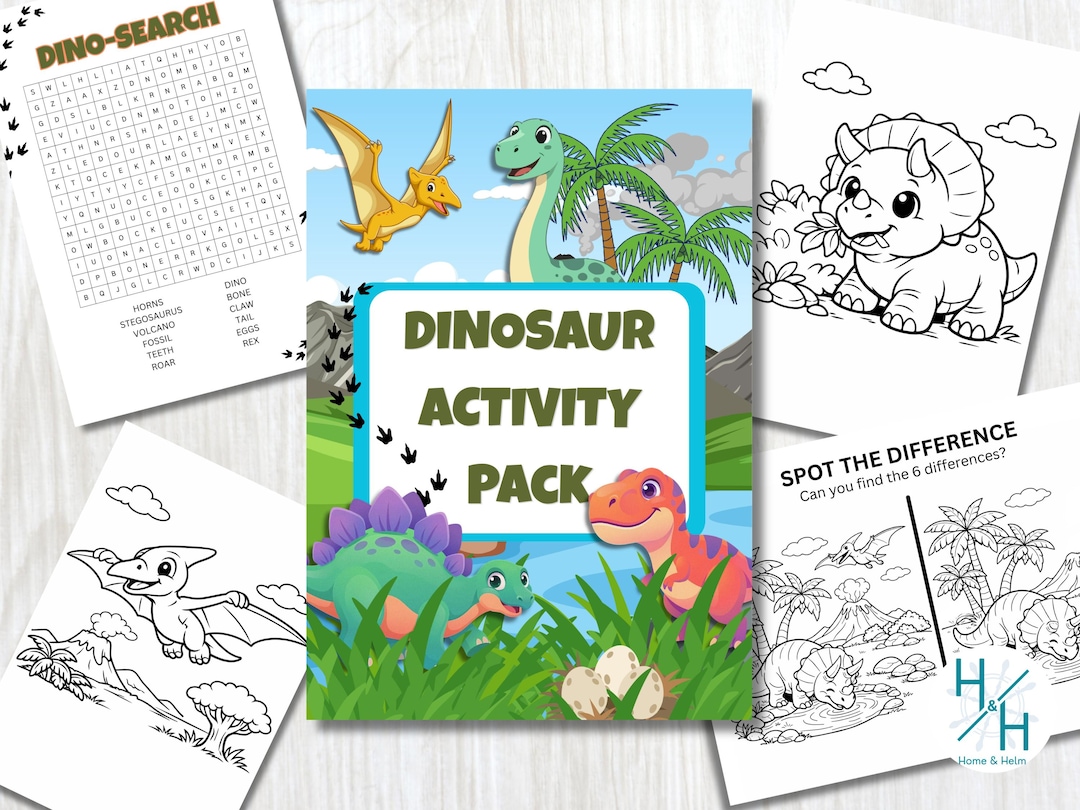 Dinosaur Activity Pack for Kids | 17-page Printable Bundle | Ages 5-8 ...