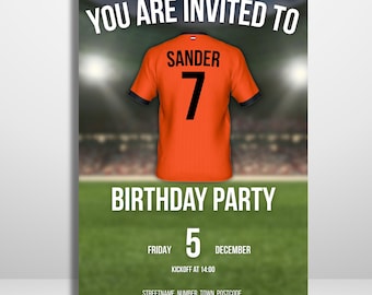 Editable Football Birthday Invitation - Netherlands / dutch-inspired (digital download)