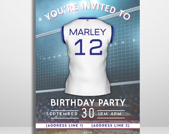 Editable USA national team Volleyball Birthday Invitation | Printable Party Template and Digital Invite