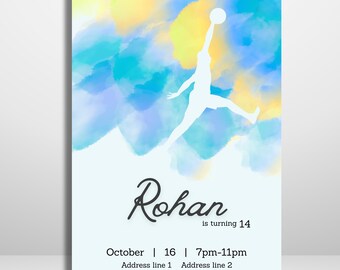Basketball Party Invitation Template – Canva editable sports Birthday Invite – Instant Digital Download