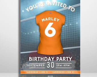 Editable Dutch / Netherlands national team Volleyball Birthday Invitation | Printable Party Template and Digital Invite