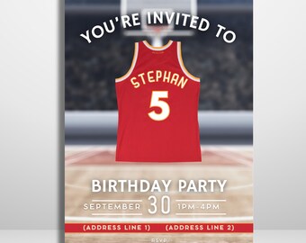 Houston Rockets themed Basketball Invitation Template – Editable sports Birthday Party Invite – Digital Download