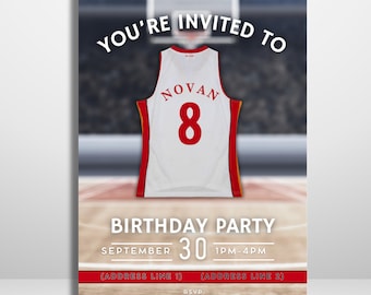 Miami Heat themed Basketball Invitation Template – Editable sports Birthday Party Invite – Digital Download