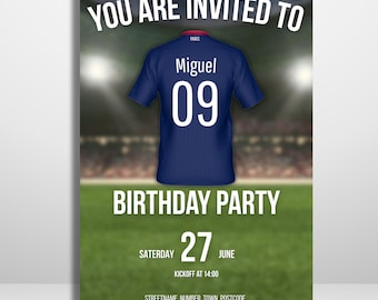 Editable Football Birthday Invitation - PSG Paris Saint Germain-inspired (digital download)