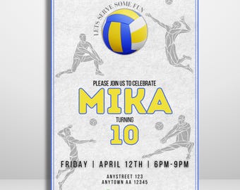 Editable Volleyball Birthday Invitation | Printable Party Template and Digital Invite