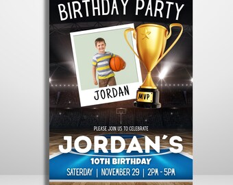 Basketball Party Invitation Template – Canva editable sports Birthday Invite – Instant Digital Download