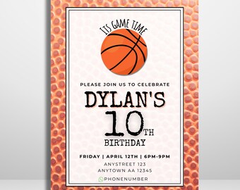 Basketball Party Invitation Template – Canva editable sports Birthday Invite – Instant Digital Download