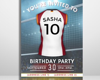 Editable Germany national team Volleyball Birthday Invitation | Printable Party Template and Digital Invite
