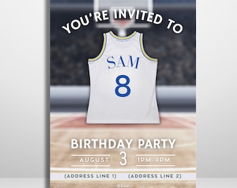 Golden State Warriors themed Basketball Invitation Template – Editable sports Birthday Party Invite – Digital Download
