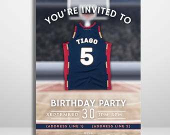 Cleveland Cavaliers themed Basketball Invitation Template – Editable sports Birthday Party Invite – Digital Download