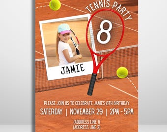Editable Tennis Birthday Invitation Template – Tennis Party Invite – Girls & Boys – Instant Download – Sports Birthday Invitation