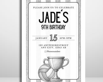 Editable Volleyball Birthday Invitation | Printable Party Template and Digital Invite