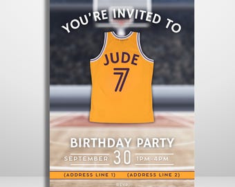 Los Angeles Lakers themed Basketball Invitation Template – Editable sports Birthday Party Invite – Digital Download
